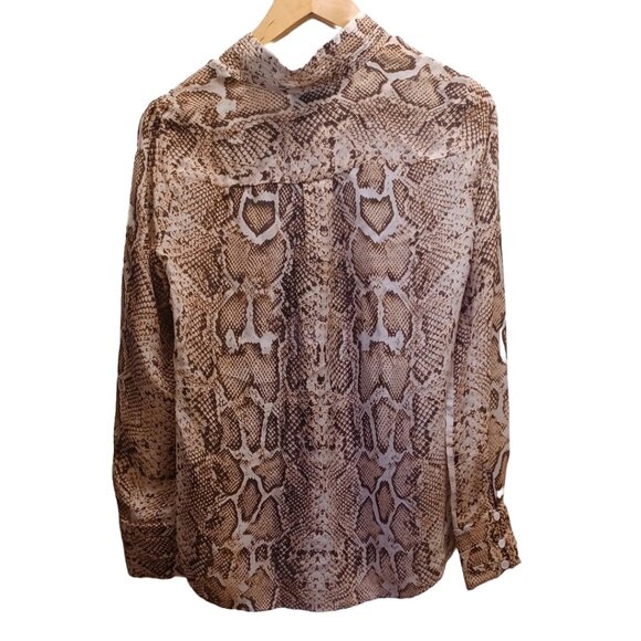 CARLISLE COLLECTION ANIMAL PRINT SILK SHIRT - Picture 2 of 7